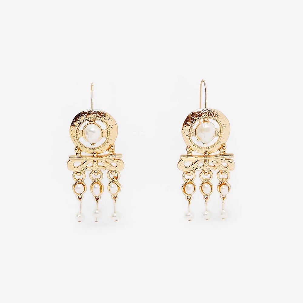 Estella Gold Tassel Pearl Drop Earrings
